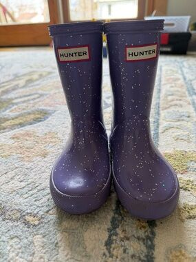 Hunter Kids Purple Glitter Rain Boots
